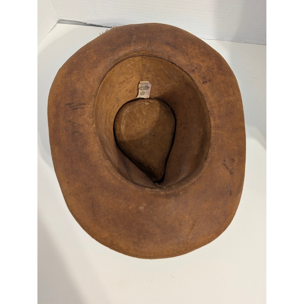 Skully by Hemschel St Louis Leather Hat Brown Mens Western Medium - Picture 7 of 8